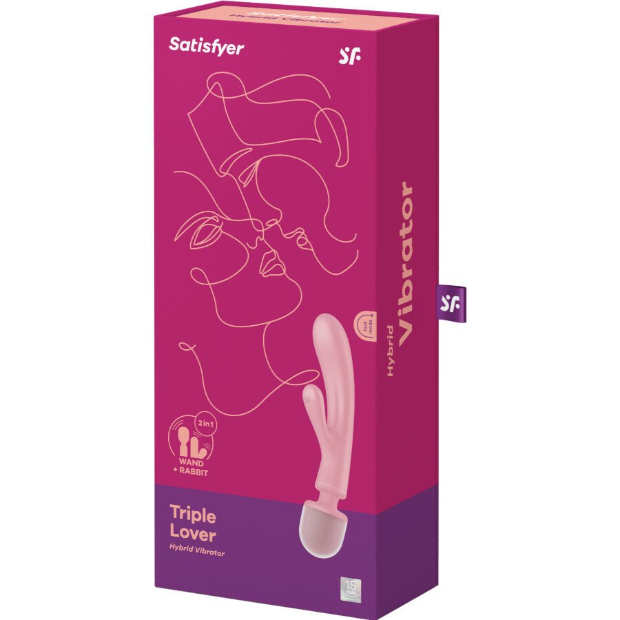 SATISFYER - TRIPLE LOVER MASAJEADOR VIBRADOR RABBIT ROSA - Imagen 2