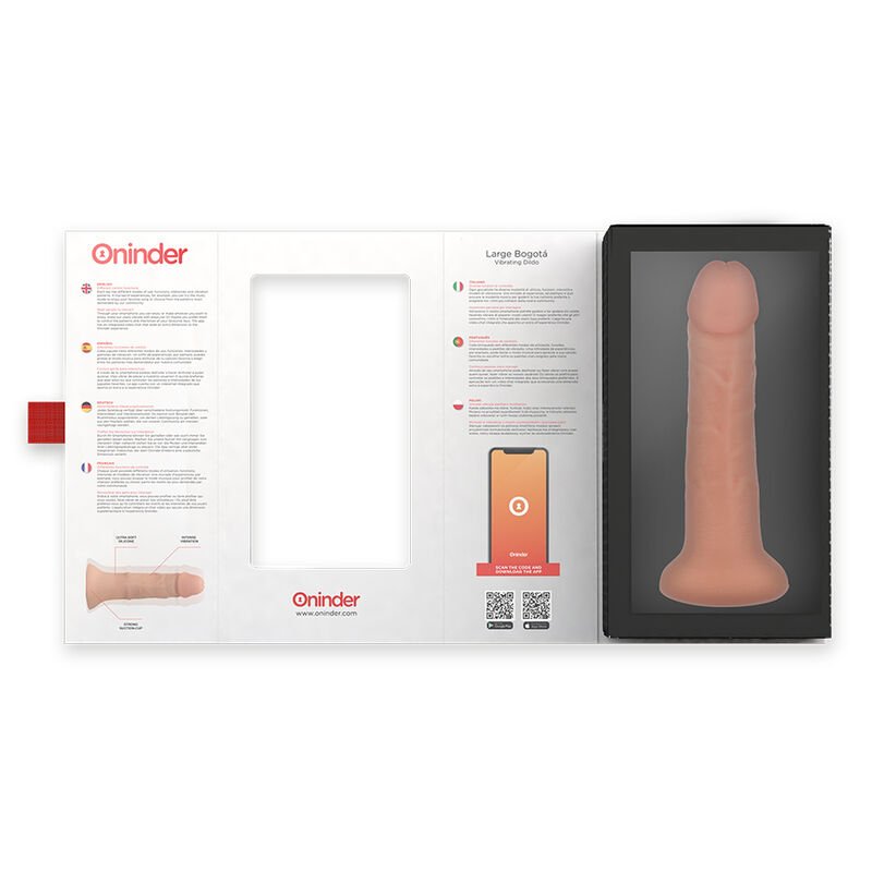 ONINDER - LARGE BOGOTÁ DILDO VIBRADOR 9 VELOCIDADES NATURAL 22 CM -O- 4.5 CM - APP GRATUITA - Imagen 4