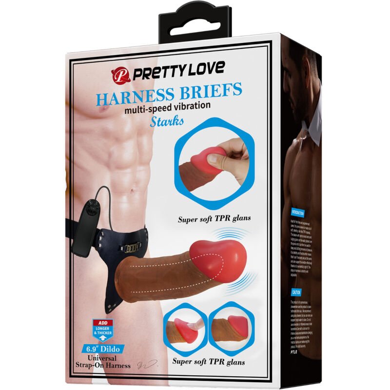 PRETTY LOVE - STARKS HARNESS BRIEFS VIBRACIÓN MULTI-VELOCIDAD DILDO 17,5 CM MULATO - Imagen 4