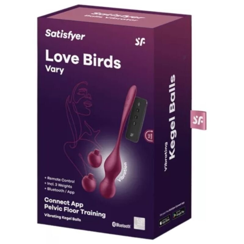 SATISFYER - LOVE BIRDS VARY BOLAS VIBRADORES APP GRATUITA ROJO VINO - Imagen 2
