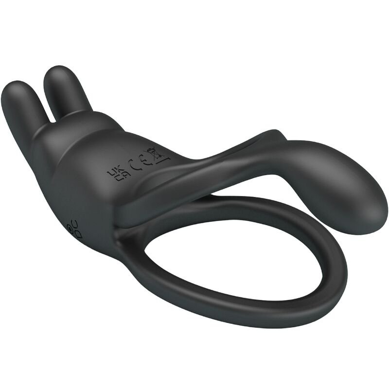PRETTY LOVE - SETH DOBLE ANILLO VIBRADOR RABBIT 7 VIBRACIONES NEGRO - Imagen 4