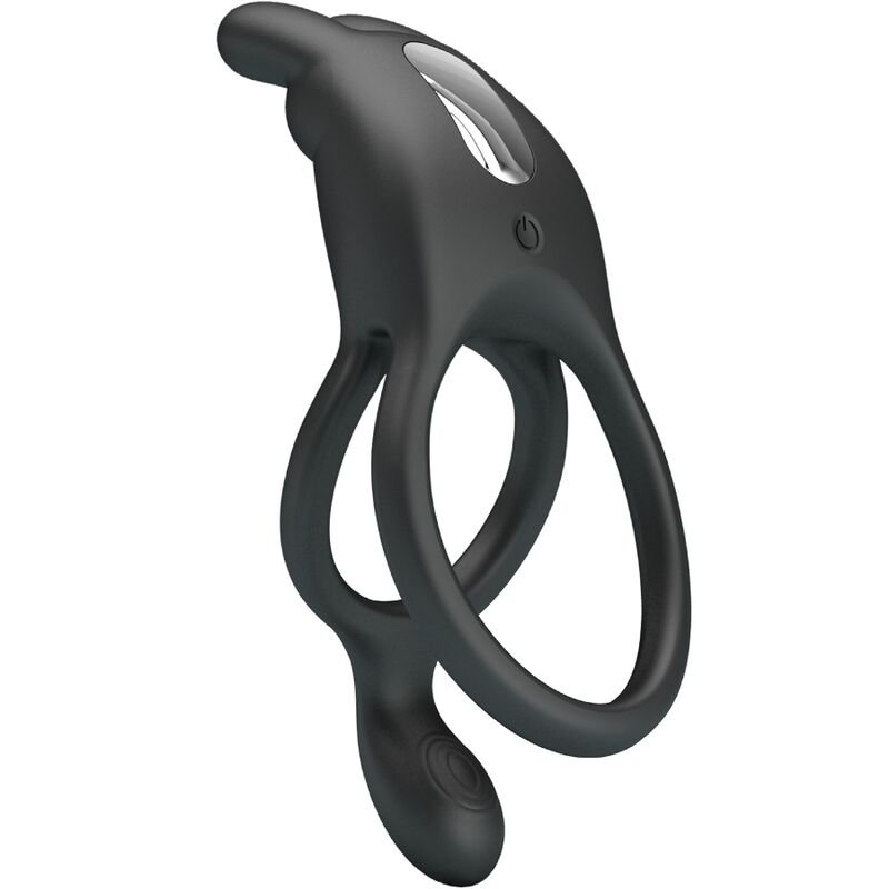 PRETTY LOVE - SETH DOBLE ANILLO VIBRADOR RABBIT 7 VIBRACIONES NEGRO - Imagen 2