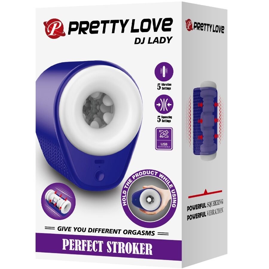PRETTY LOVE - DJ LADY MASTURBADOR MASCULINO CON VIBRACIÓN 5 CONFIGURACIONES MORADO - Imagen 7