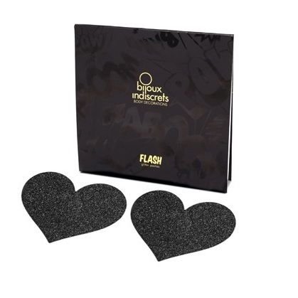 BIJOUX - INDISCRETS PEZONERAS FLASH CORAZÓN NEGRO - Imagen 3