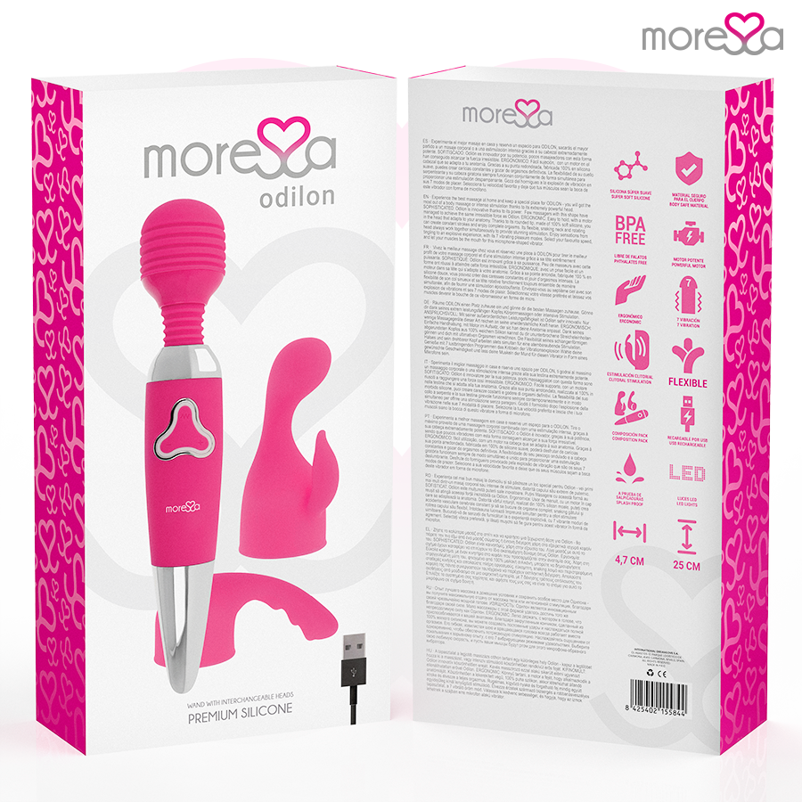 MORESSA - ODILON WAND POTENTE MOTOR MAS DOS CABEZALES PREMIUM SILICONE RECARGABLE - Imagen 7