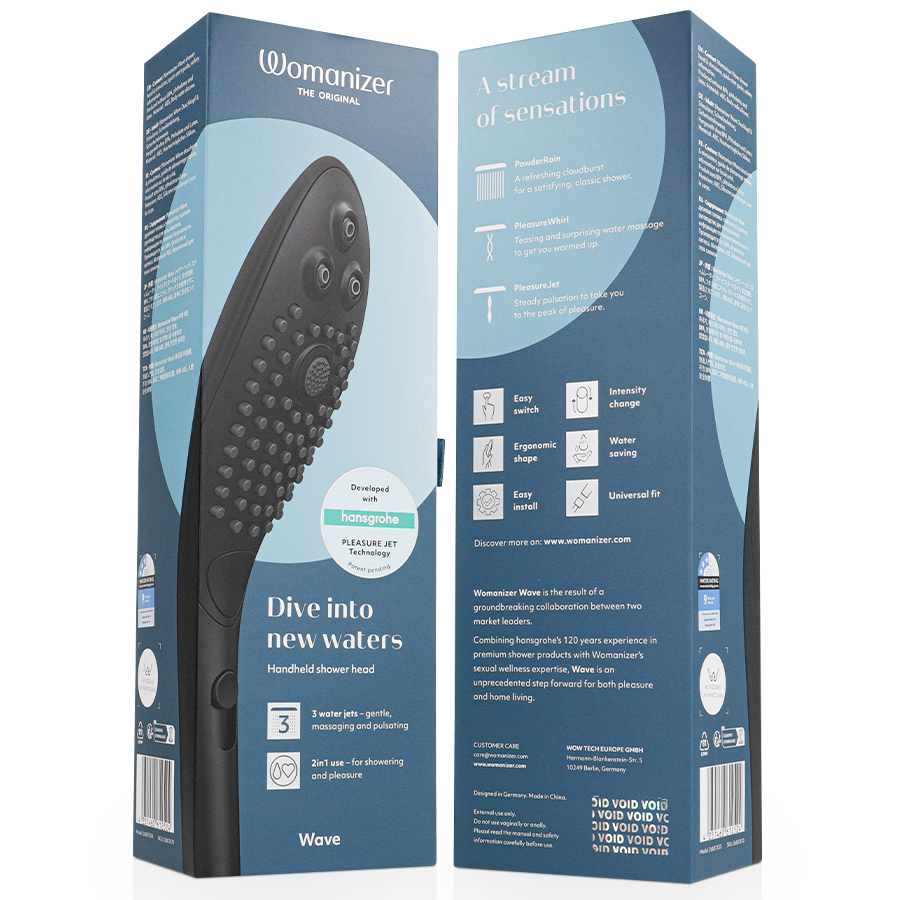 WOMANIZER - WAVE CABEZAL DE DUCHA ESTIMULADOR DE CLITORÍS NEGRO - Imagen 7