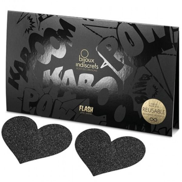 BIJOUX - INDISCRETS PEZONERAS FLASH CORAZÓN NEGRO - Imagen 2