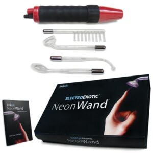Neon Wand Electrosex Kit - Red and Black Handle Red Electrode