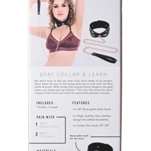 Brat Collar and Leash - Black / Rose Gold