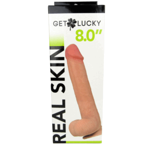 Get Lucky Real Skin 8" Dual Layer Dildo Beige