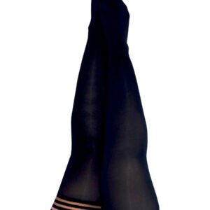 Danielle - Black Opaque Thigh High - Size D -  Black