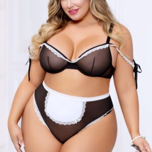 3pc French Maid Bedroom Costume - Black/white - Queen Size
