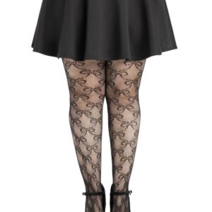 Plus Bow Net Tights - 1x 2x - Black