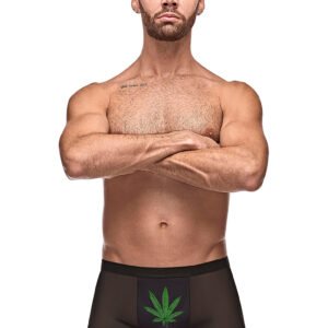 Private Screening Pot Leaf Pouch Short Black
