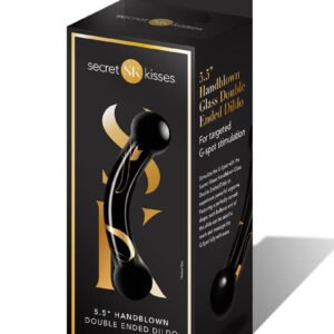 Secret Kisses - 5.5 Inch Handblown Glass Double  Ended Dildo - Black