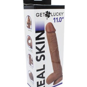 Get Lucky Real Skin 11 Dual Layer Dildo Light Brown