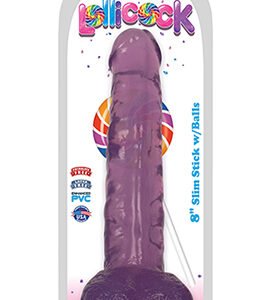 Lollicock - 8 Inch Slim Stick With Balls - Grape Ice