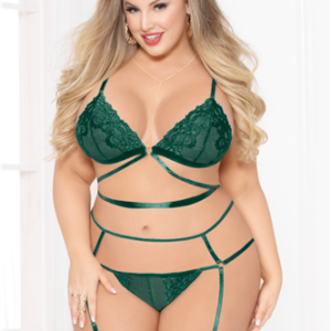 Lace Bra Set - Green - Queen Size