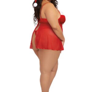 Santa Babydoll, Thong and Hat - 3x - Lipstick Red