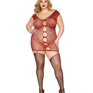 Garter Slip Dmnd - One Size Queen - Red